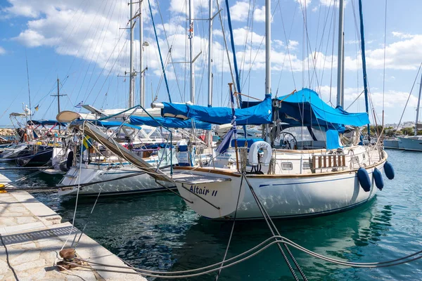 Naoussa Île Paros Grèce Septembre 2020 Bateaux Voiliers Amarrés Quai — Photo