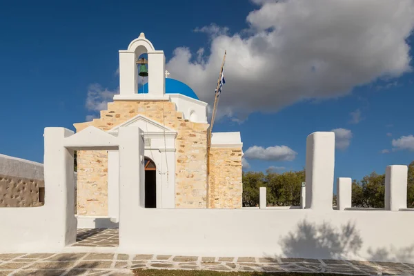 Vista Agios Fokas Igreja Ortodoxa Grega Tradicional Fachada Pedra Campanário — Fotografia de Stock