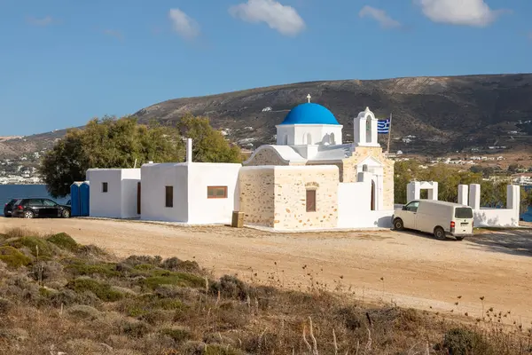 Острів Парос Греція Вересня 2020 Вид Агіос Фокас Традиційну Православну — стокове фото