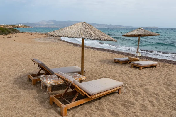 Veduta Della Spiaggia Sabbiosa Soros Sull Isola Greca Antiparos Con — Foto Stock