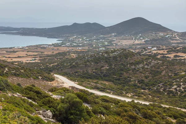 Vista Costa Colinas Mar Egeu Ilha Antiparos Grécia — Fotografia de Stock