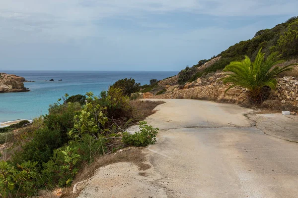 Vista Praia Livadia Costa Egeu Ilha Antiparos Grécia — Fotografia de Stock