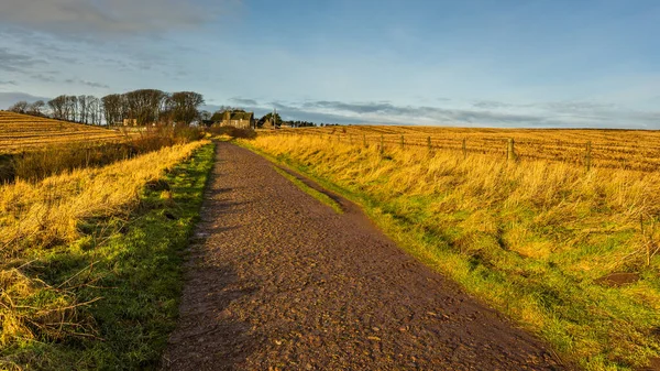 Kilátás Parasztházra Kőkastély Jellemző Tipikus Skót Építészet Stonehaven Aberdeenshire Scotland — Stock Fotó