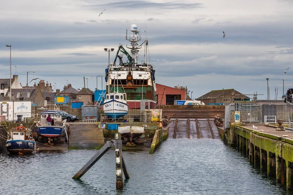 Peterhead Aberdeenshire Scotland February 2016 View Industrial Area Port Shipyard — Stock Photo, Image