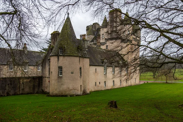 Lado Trás Antigo Castelo Fraser Sauchen Inverurie Escócia Jardins Verdes — Fotografia de Stock