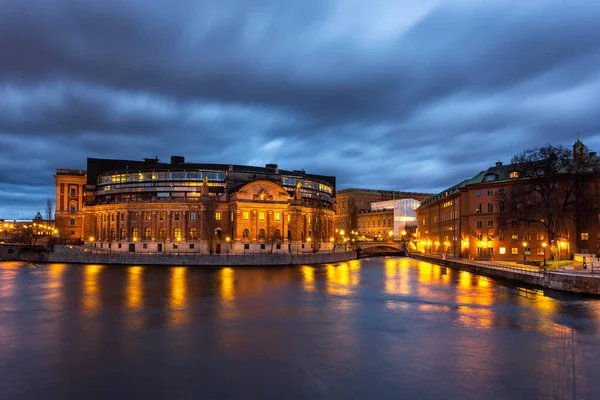 Stockholm Zweden April 2016 Nachtzicht Oude Binnenstad Van Stockholm Hoofdstad — Stockfoto