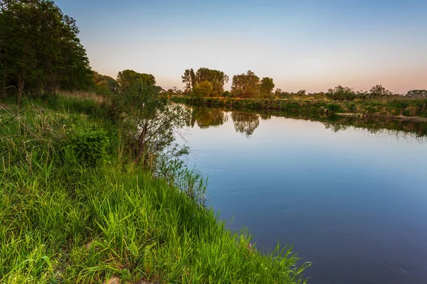 Sunset Warta River Warta Landscape Park Ladek Poland — Stock Photo, Image