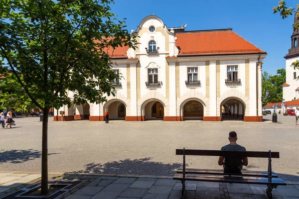 Jaročín Polsko Května 2016 Hlavní Náměstí Barokní Radnicí Kterém Také — Stock fotografie