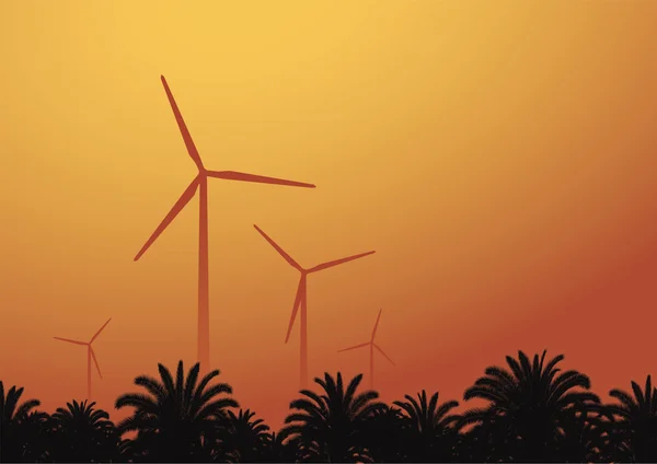 Rüzgar Türbini günbatımı arka planı