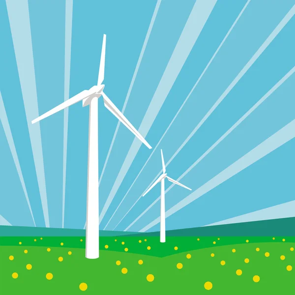 Rüzgar türbinleri ve mavi gökyüzü