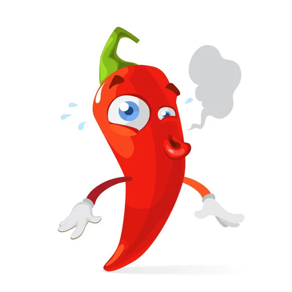 Piros chili paprika vicces rajzfilmfigura — Stock Vector