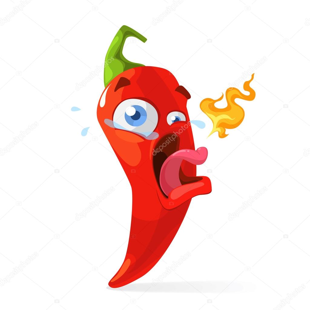Red chilli pepper funny cartoon character