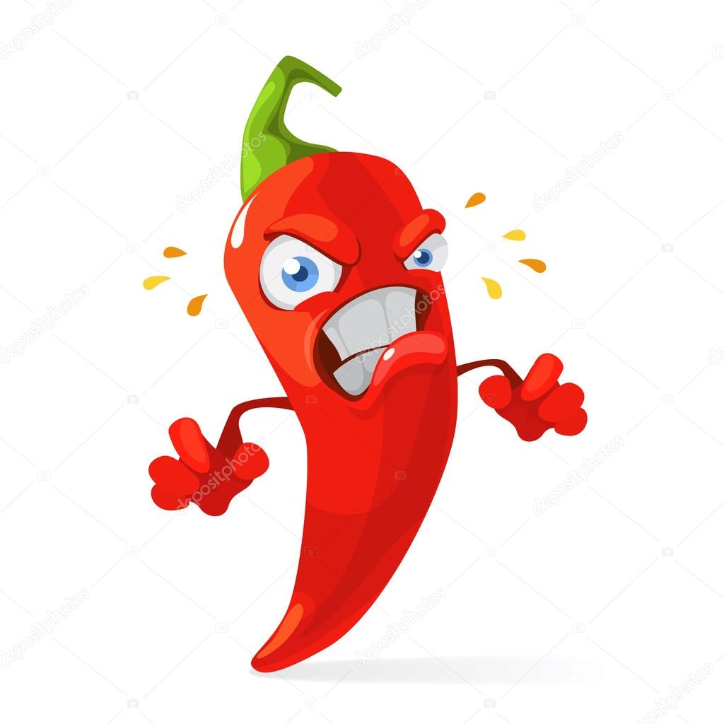 Red chilli pepper angry character