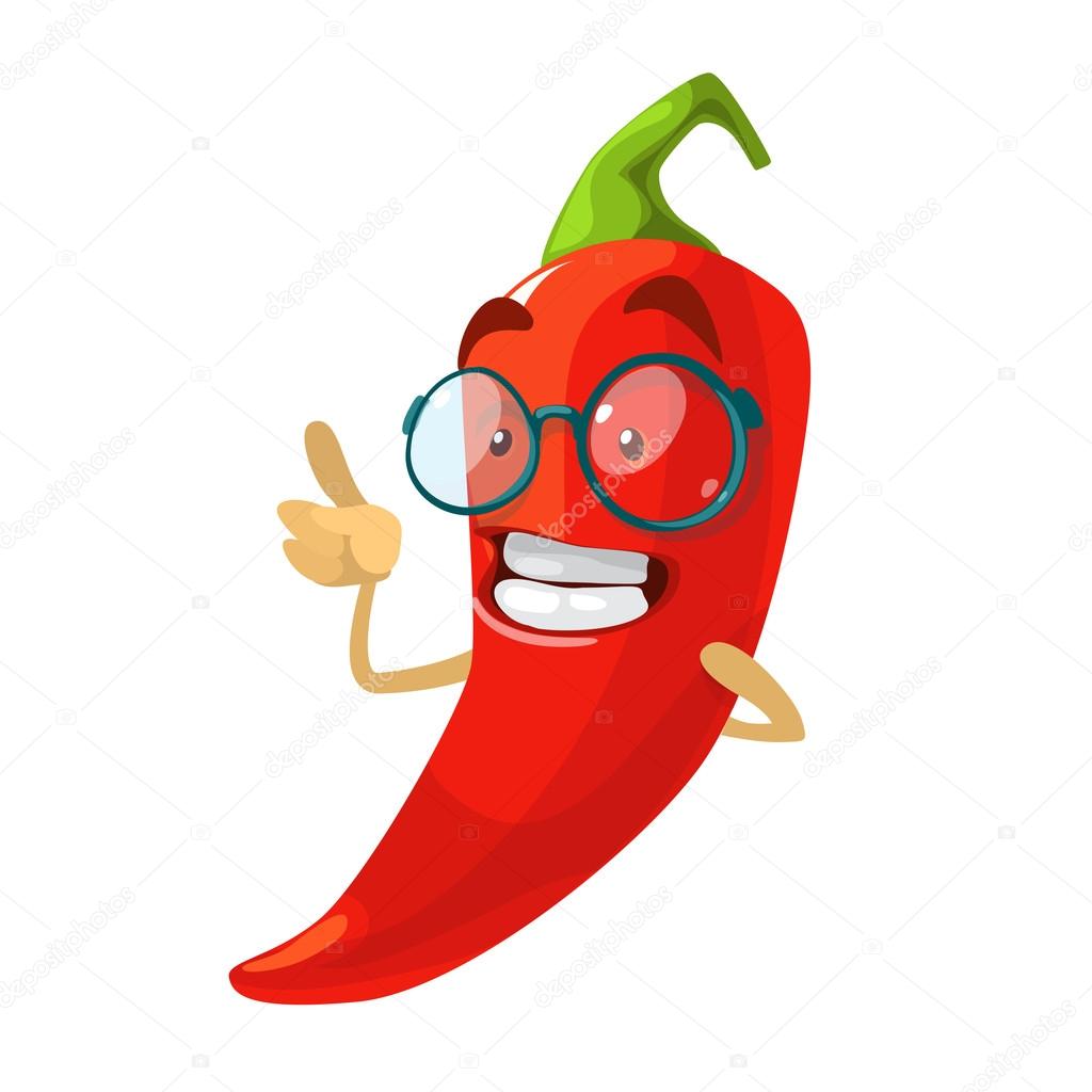 Red chilli pepper funny cartoon character