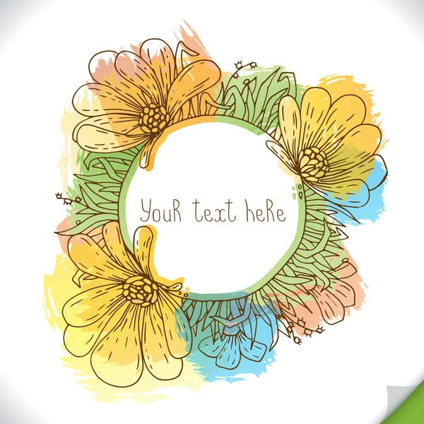 Watercolor Flower Vector Frame — Stock Vector