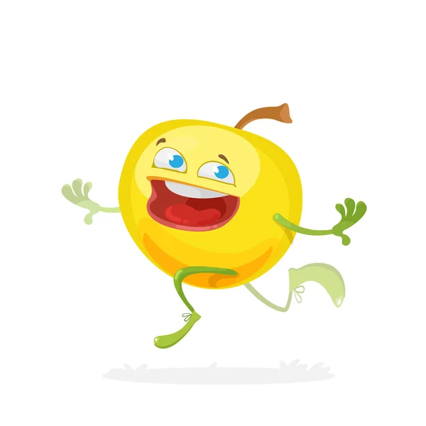 Vector ilustración de carácter divertido manzana amarilla — Vector de stock