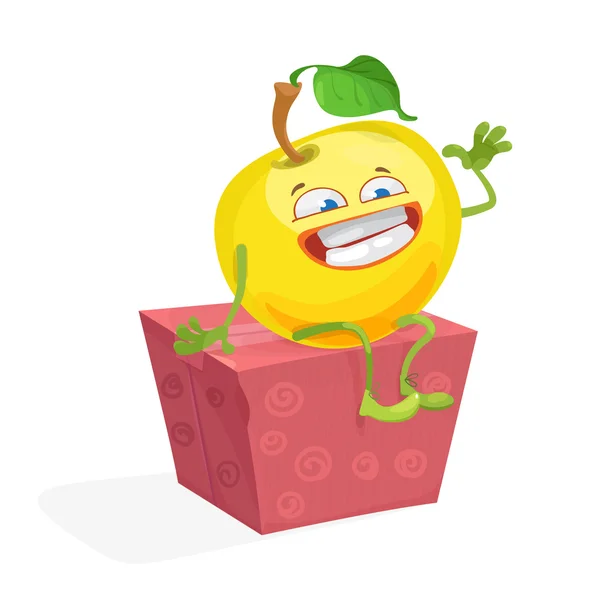 Vectorillustratie van grappig karakter gele appel — Stockvector