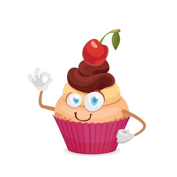 Vectorillustratie van grappig Cupcake karakter — Stockvector