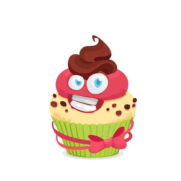 Vector illustration of funny Cupcake Character — Stock Vector