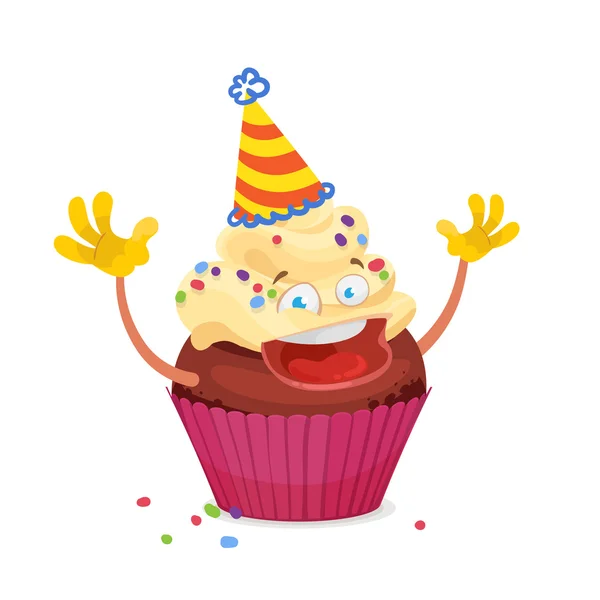 Vectorillustratie van grappig Cupcake karakter — Stockvector