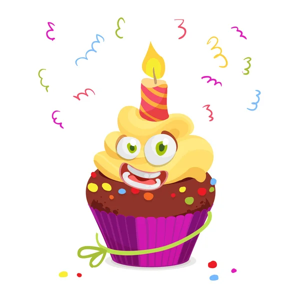 Ilustración vectorial del personaje divertido de Cupcake — Vector de stock