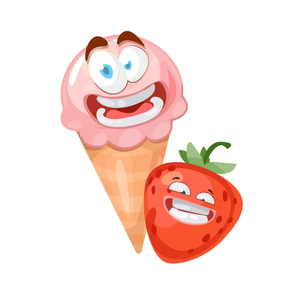 Illustration vectorielle caractère crème glacée — Image vectorielle