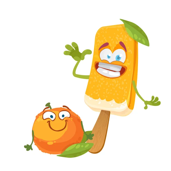 Personagem de sorvete de ilustração vetorial com laranja —  Vetores de Stock