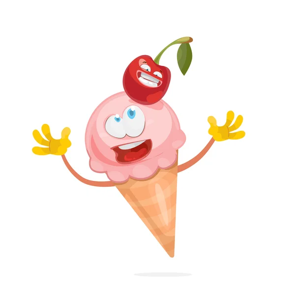 Vector illustration ice cream character — Stock Vector