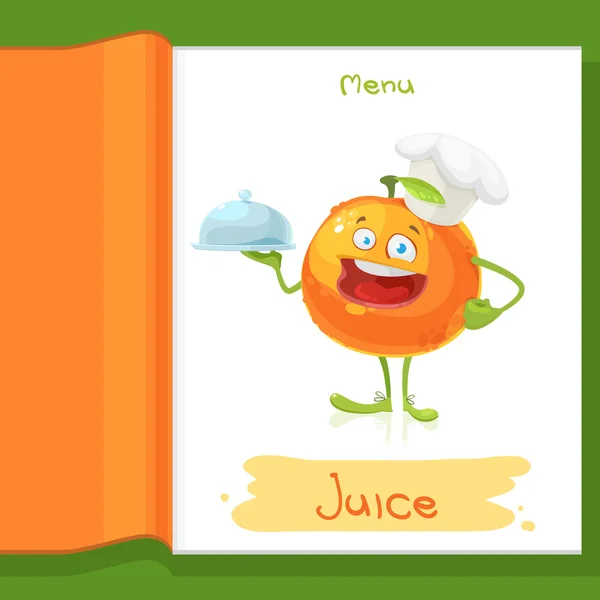 Carta menu con carattere carino arancione — Vettoriale Stock