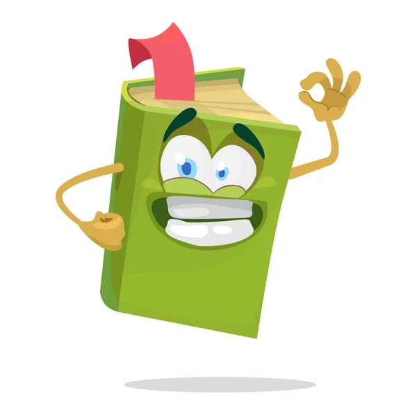 Alegre dibujo animado libro verde — Vector de stock