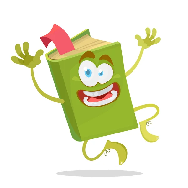 Glada cartoon grön bok — Stock vektor