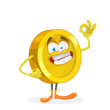 çizgi film karakteri altın sarı madeni para