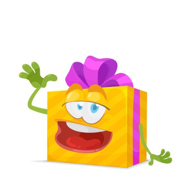 Çizgi film hediye kutusunun vektör çizimi