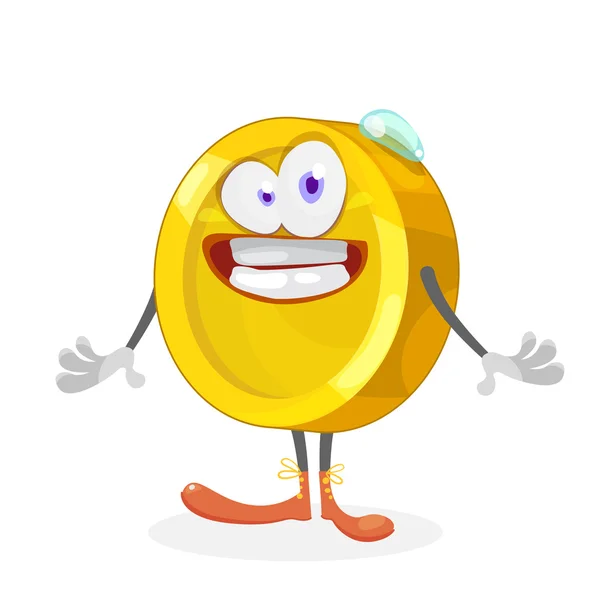 Cartoon karakter goud gele munt — Stockvector