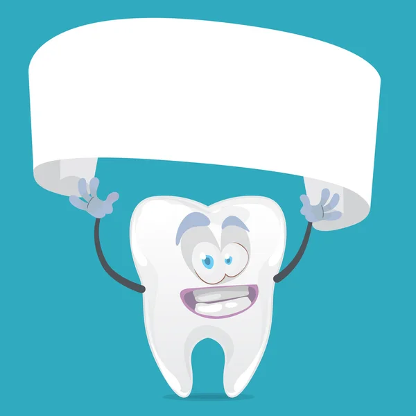 Tecknad karaktär rolig tand på blå bakgrund — Stock vektor