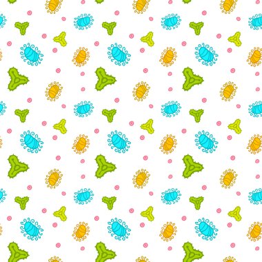 doodle çizilmiş seamless modeli virüs ve bakteriler
