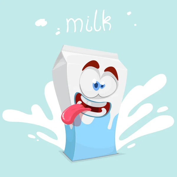 Mascot cartoon character box of milk laughing — Stock Vector