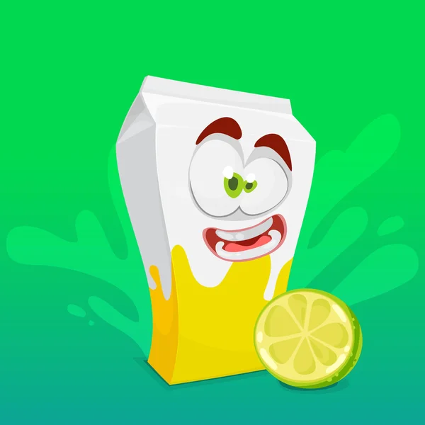 Mascot cartoon character juice box laughing — Stock Vector
