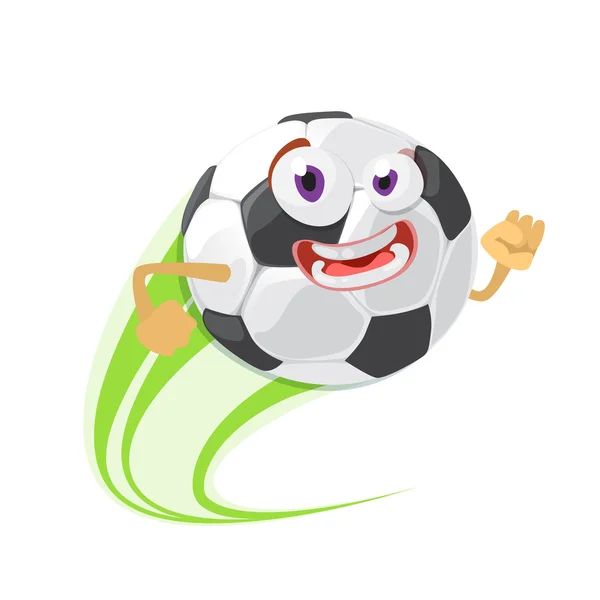 Mascotte personaggio dei cartoni animati allegro palla da calcio — Vettoriale Stock
