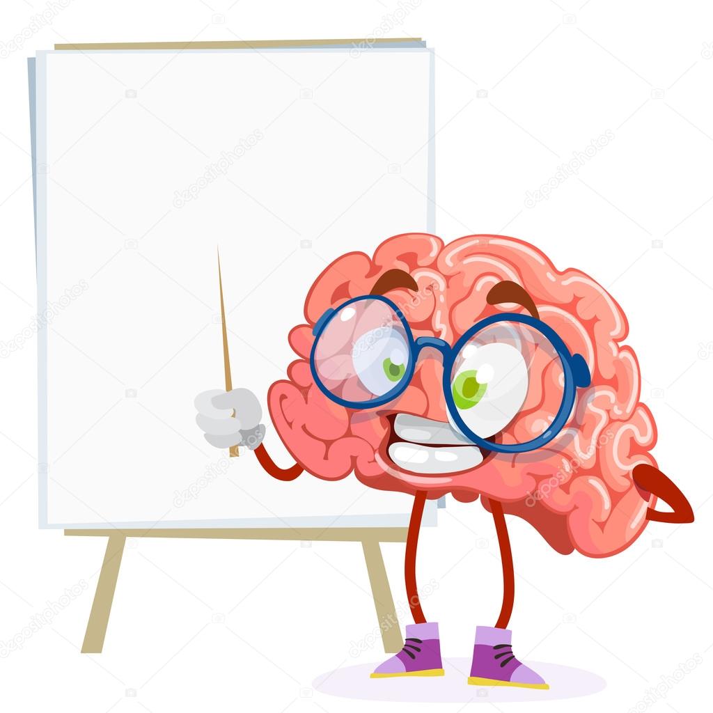 Mascotte De Personnage De Dessin Anime Du Cerveau Sur Un Fond Blanc Image Vectorielle Par Krasivos C Illustration