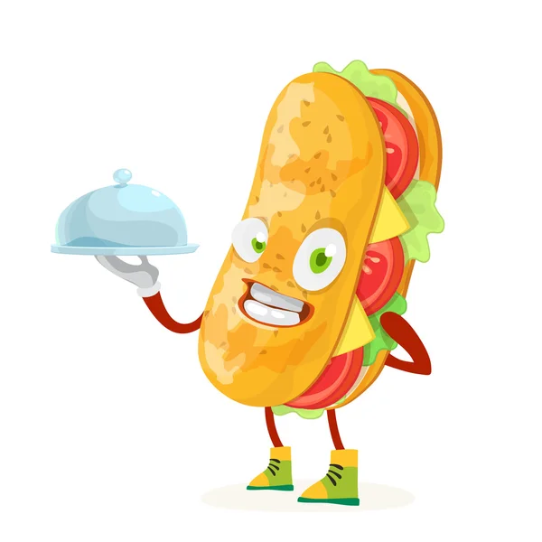 Personagem mascote sanduíche em um fundo branco —  Vetores de Stock