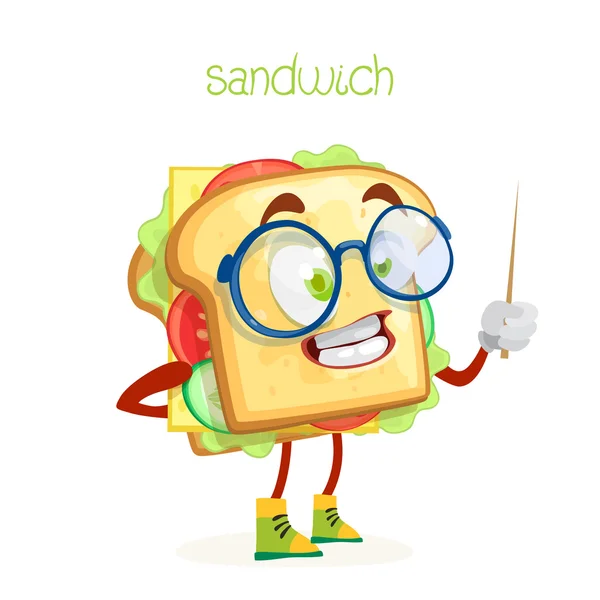 Character mascot sandwich on a white background — Stock Vector