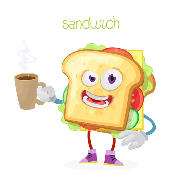 Character mascot sandwich on a white background — Stock Vector