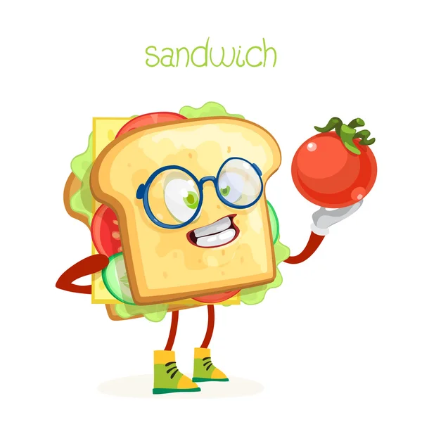 Character mascot sandwich on a white background — Stock Vector