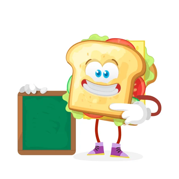 Karaktär maskot smörgås på en vit bakgrund — Stock vektor