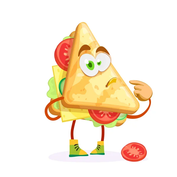 Personagem mascote sanduíche em um fundo branco — Vetor de Stock