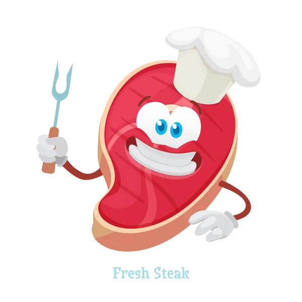 Vektor gambar maskot karakter steak - Stok Vektor