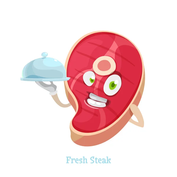 Vektor Illustration Maskottchen Charakter Steak — Stockvektor