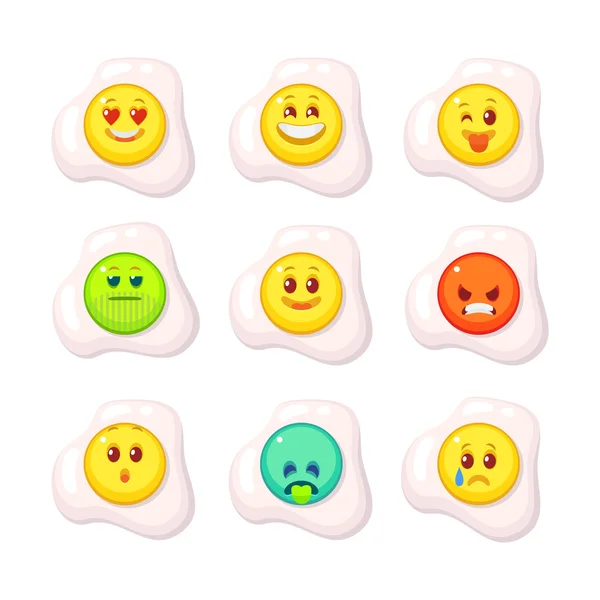 Set emotions egg flat style isolated — Stock Vector