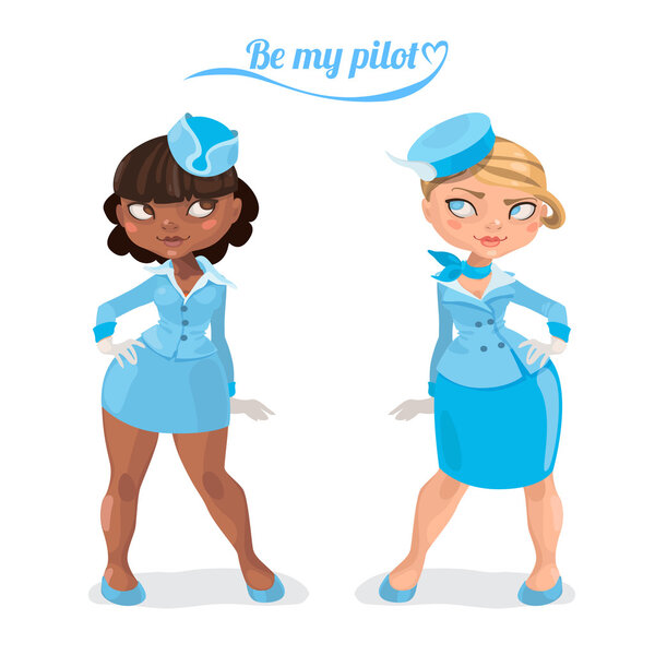 vector illustration of two stewardesses
